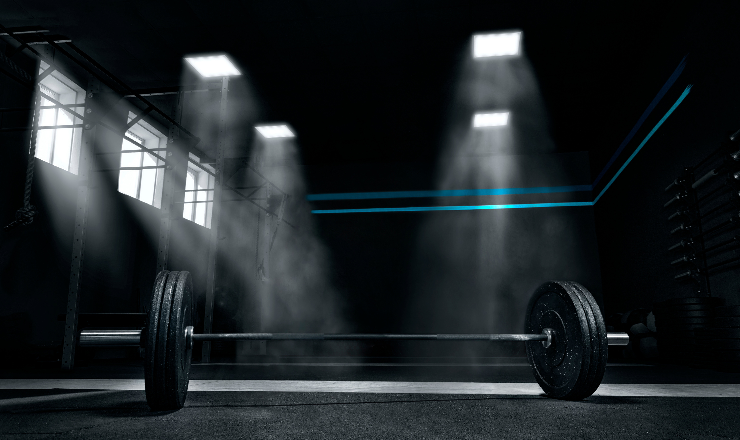 Image of barbell in the gym.